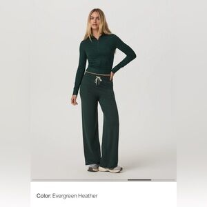 NWT Women's Halo Essential Wide Leg Pants, Evergreen, Large